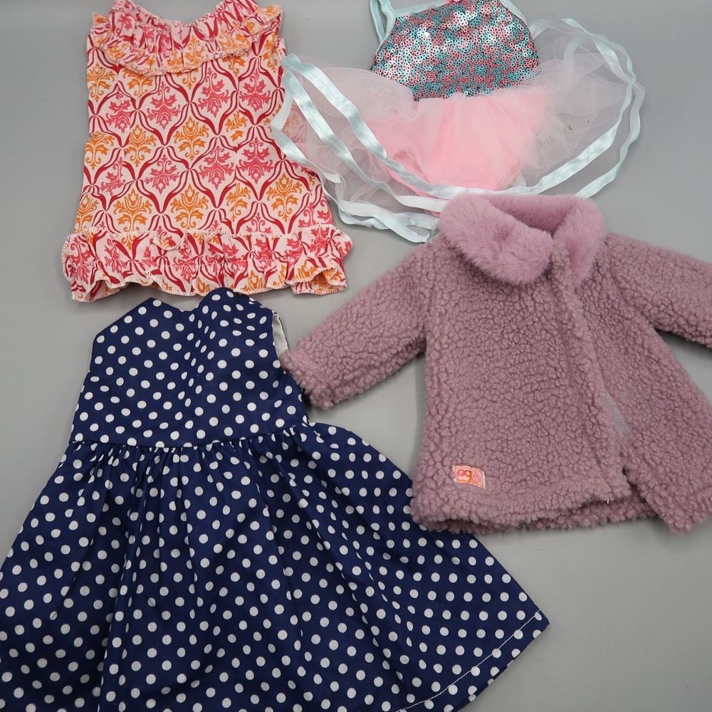 Lot Of 4 OG Battat 18" Doll Clothes Polka‎ Dot dress Jacket Dress Dance